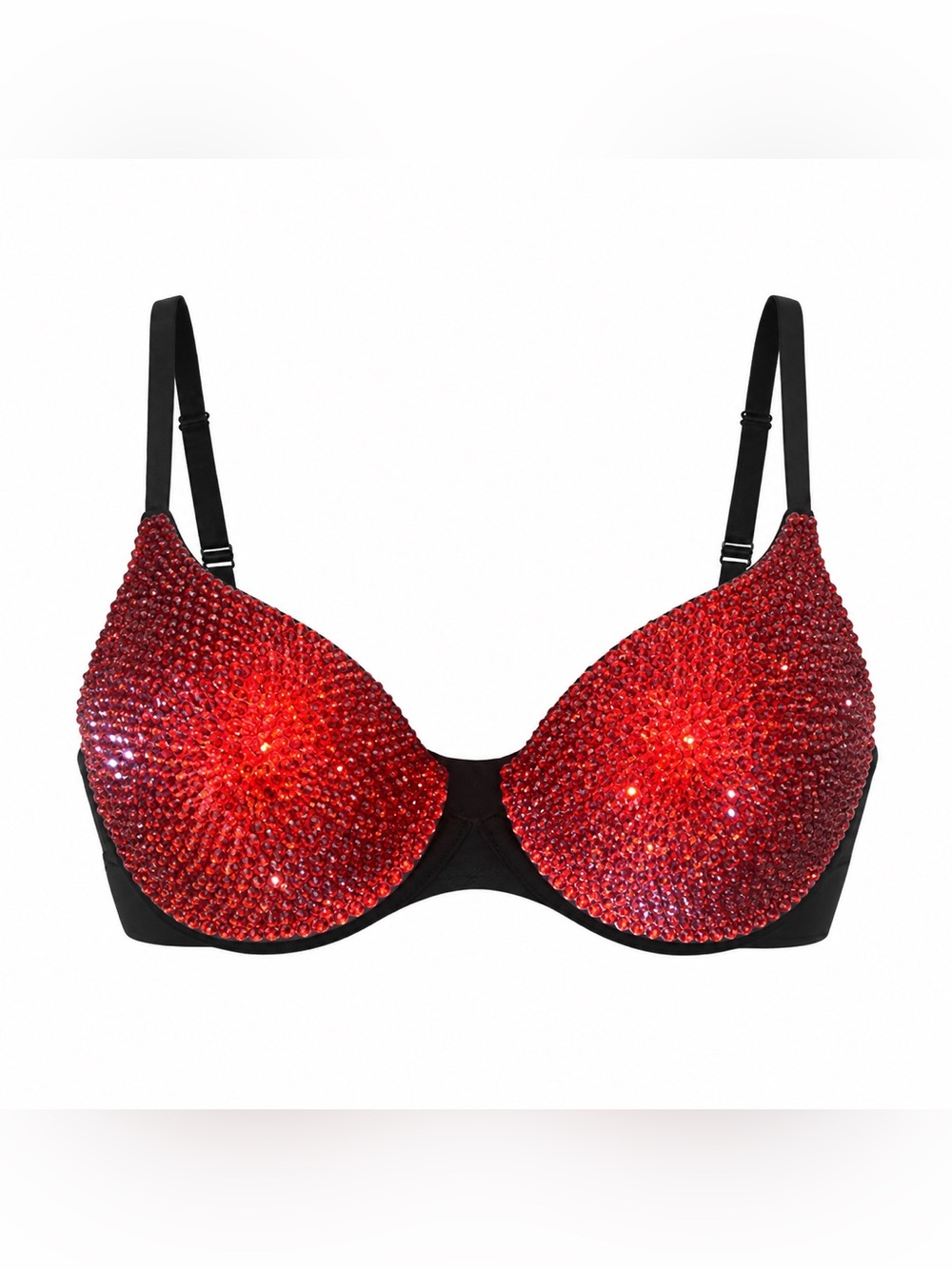 40C Red Crystal Rhinestone Classic Red Glam Bling Bra Top All Sizes New